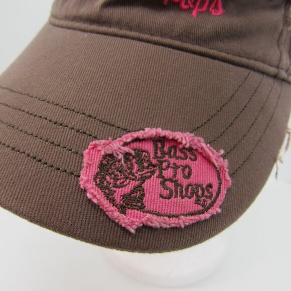 Bass Pro Shop Embroider Logo Women's Brown & Pink Adjustable Strap Back Visor - Picture 2 of 7